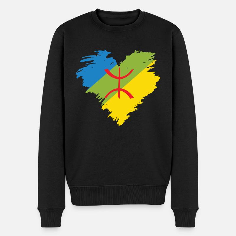 AMAZIGH IN MEINEM HERZEN - ICH BIN EIN ECHTER KABYL - Männer Premium Bio Pullover - Schwarz