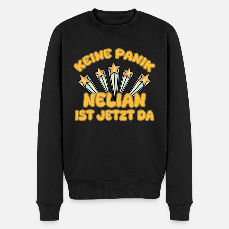 Vorname Nelian - Männer Premium Bio Pullover - Schwarz