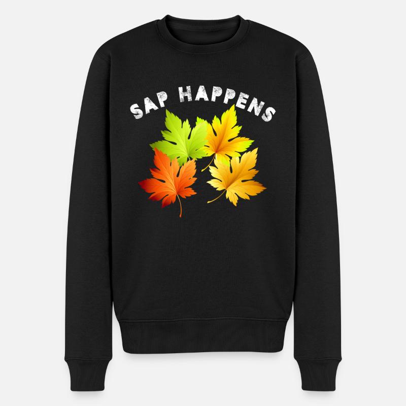 Sap Happens Maple Syrup Tree Tapping - Männer Premium Bio Pullover - Schwarz