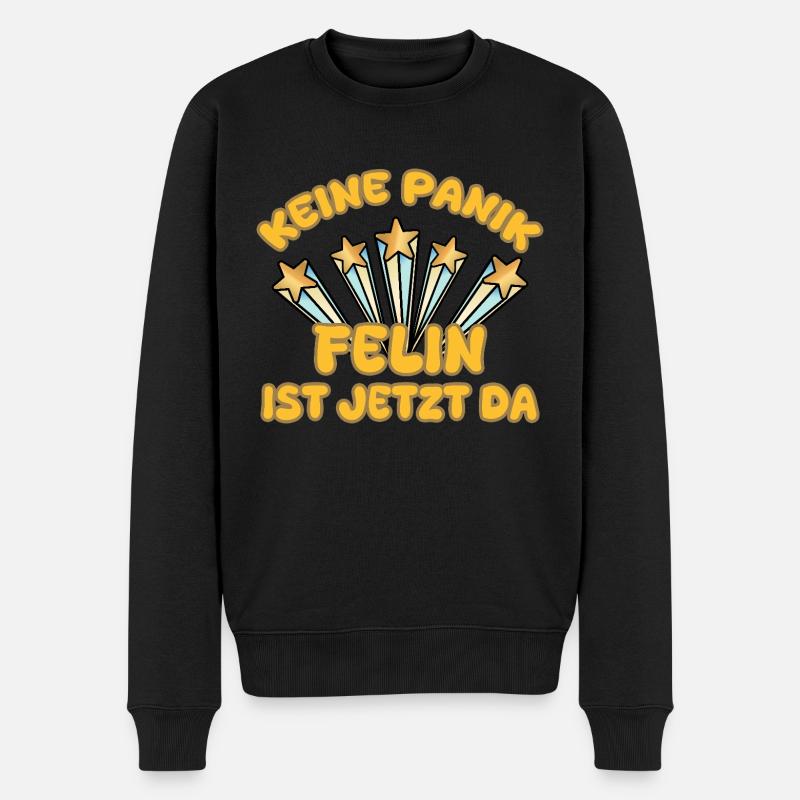Vorname Felin - Männer Premium Bio Pullover - Schwarz