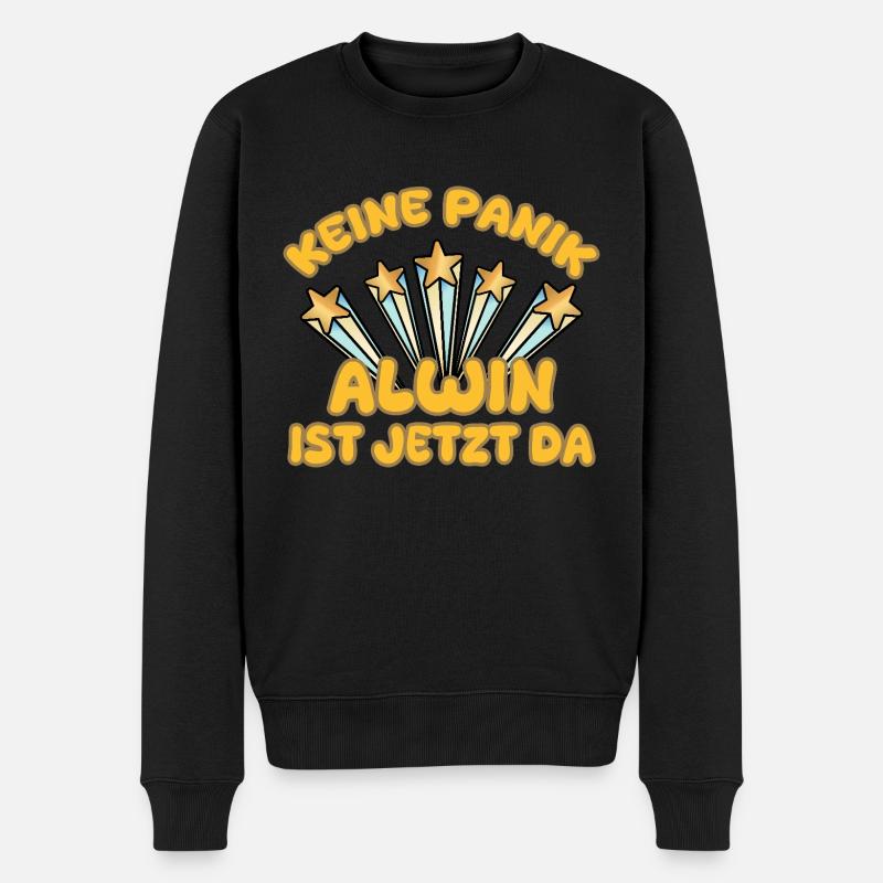 Vorname Alwin - Männer Premium Bio Pullover - Schwarz