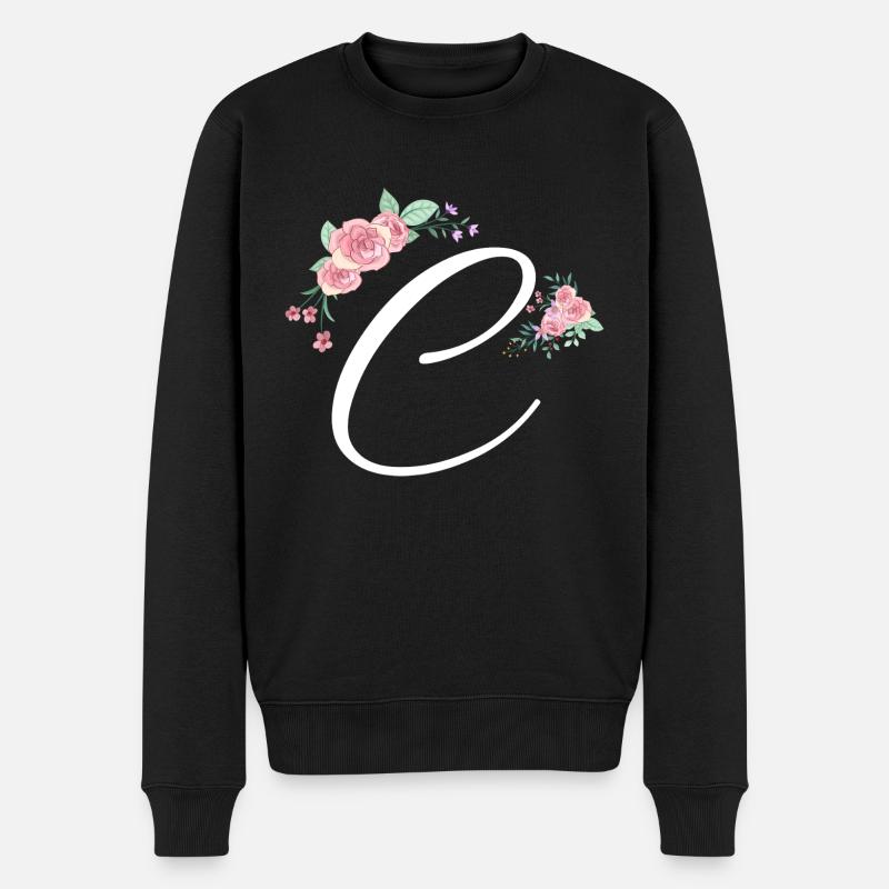 Lettre c fleurs - Pull Premium bio Homme - noir