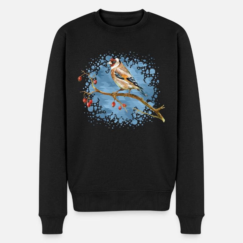 Bunter Vogel - Männer Premium Bio Pullover - Schwarz