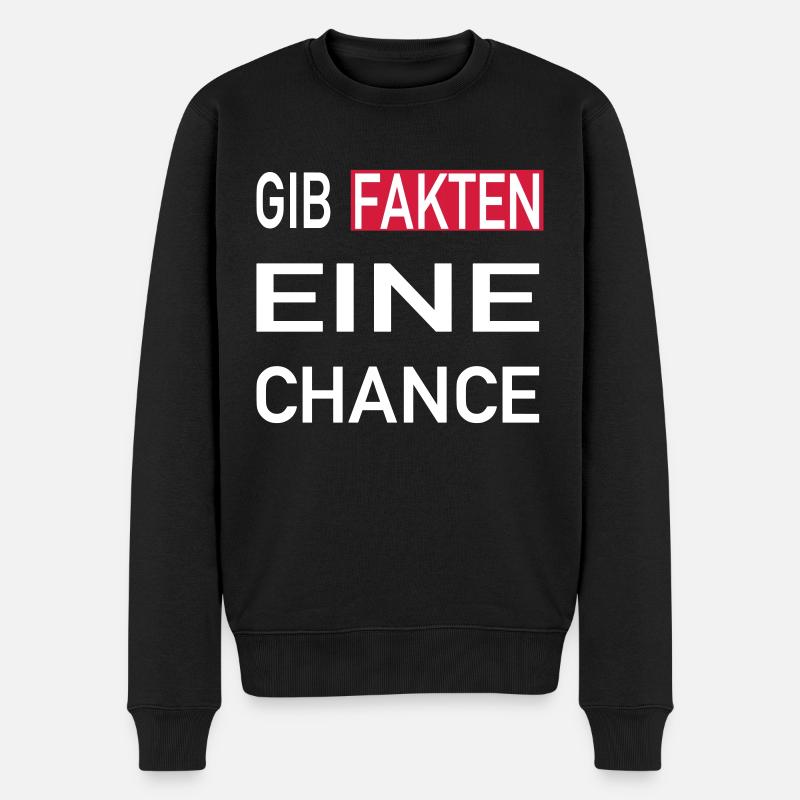 Gib Fakten eine Chance - Männer Premium Bio Pullover - Schwarz