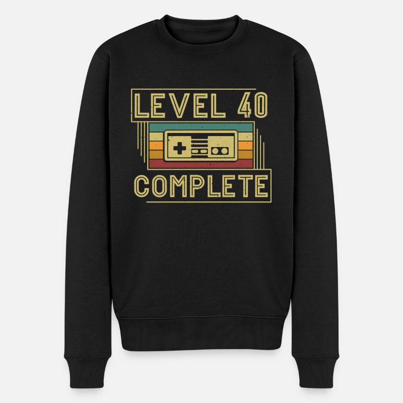 40. Geburtstag Level 40 Complete 40 Jahre Geschenk - Männer Premium Bio Pullover - Schwarz