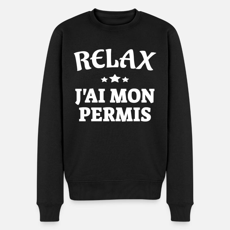Relax - J'ai mon permis (White) - Pull Premium bio Homme - noir