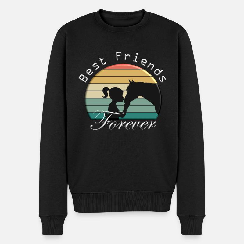 Best Friends forever - Pferdeliebe - Männer Premium Bio Pullover - Schwarz