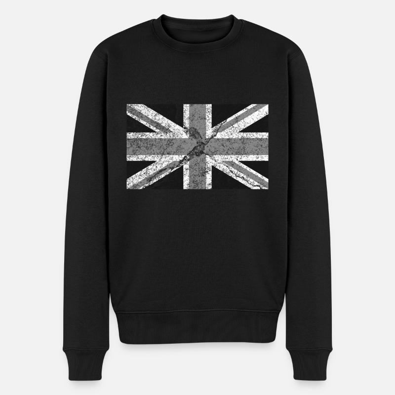 Grunge Britain Flagge - Männer Premium Bio Pullover - Schwarz