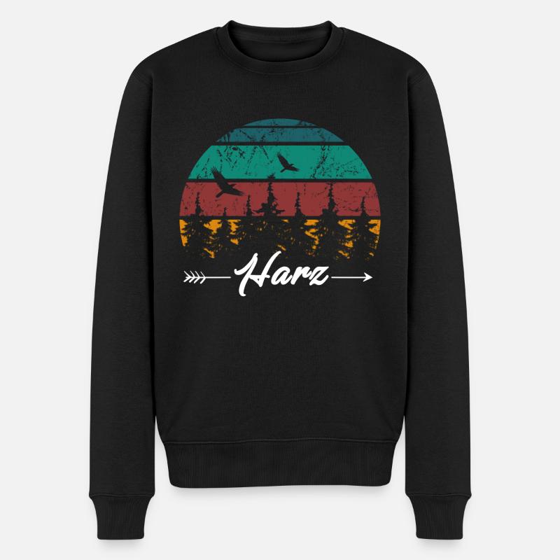 Harz Gebirge Brocken Bergsteigen - Männer Premium Bio Pullover - Schwarz
