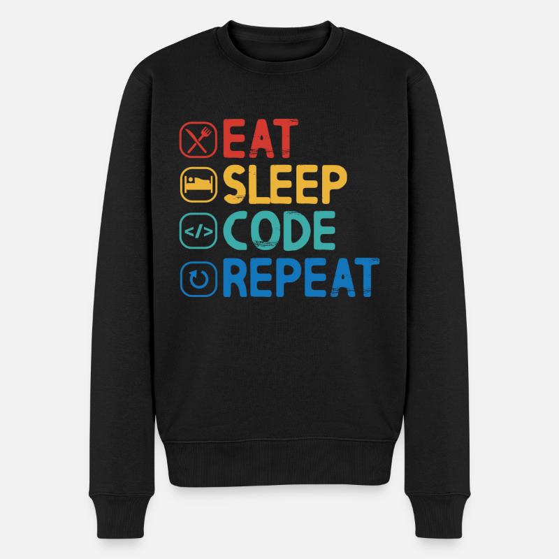 Répéter le code Eat Sleep - Pull Premium bio Homme - noir