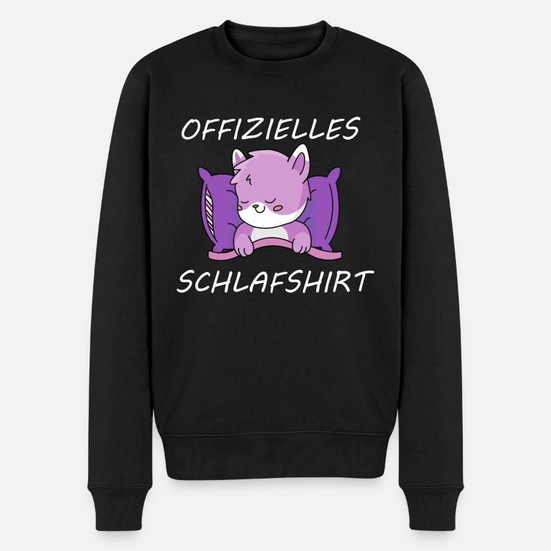 Offizielles Schlafshirt Pyjama Schlafanzug Katze - Männer Premium Bio Pullover - Schwarz
