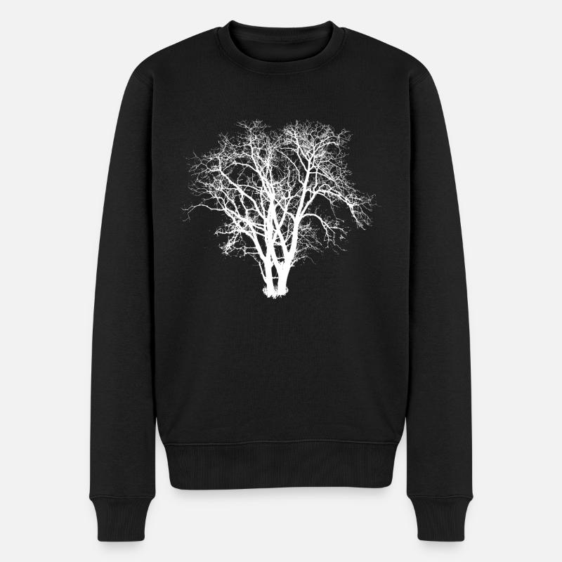 Baum Silhuette - Männer Premium Bio Pullover - Schwarz