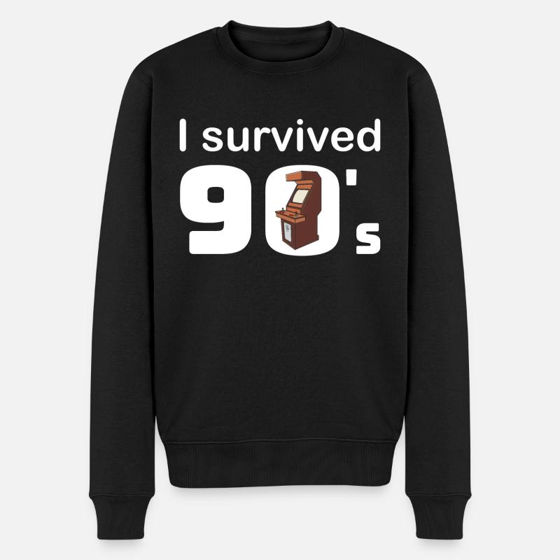 Ich überlebte die 90er Arcade Videospiel Automaten - Männer Premium Bio Pullover - Schwarz