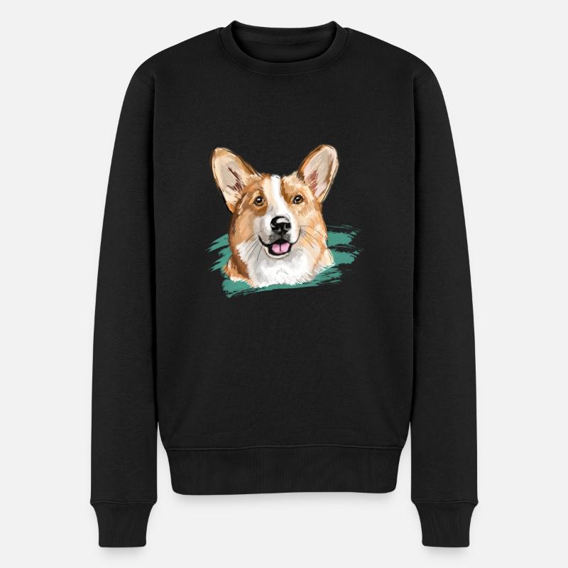 corgi - Männer Premium Bio Pullover - Schwarz