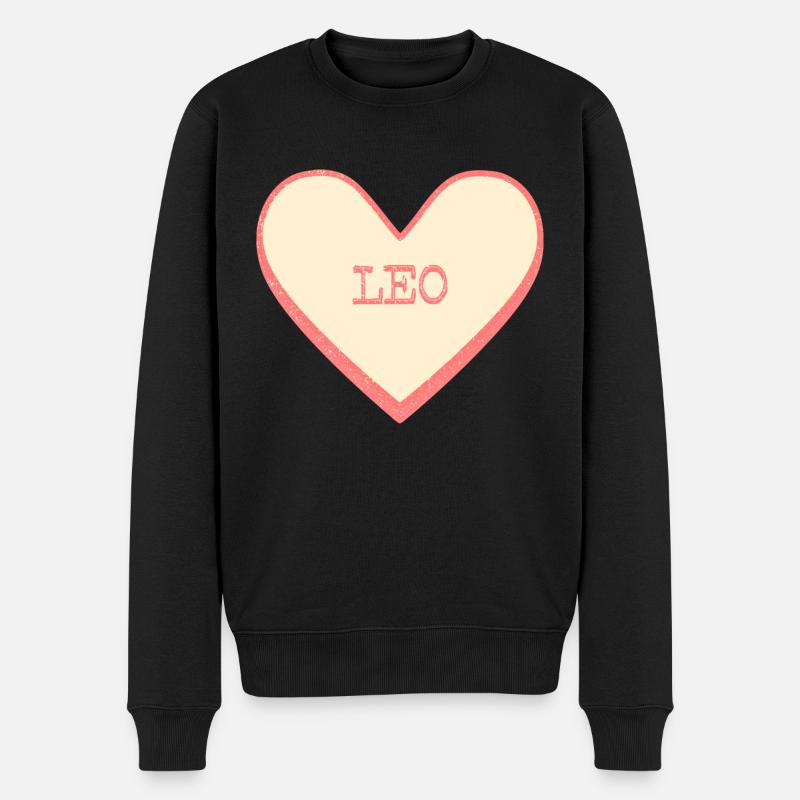 Leo Name Vorname rosa Zucker Herz - Männer Premium Bio Pullover - Schwarz