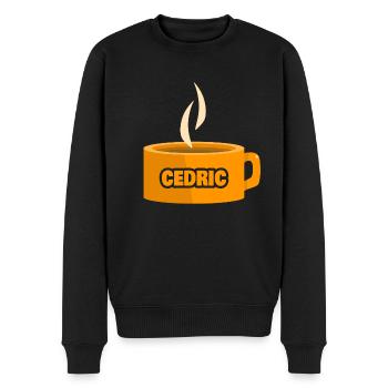 Cedric als Teetasse - Männer Premium Bio Pullover - Schwarz - Vorne - Nico (187cm)