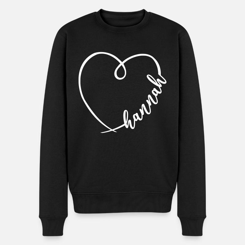Hannah nom calligraphie coeur - Pull Premium bio Homme - noir