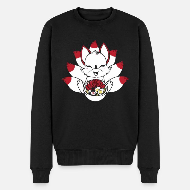 Kitsune Fuchs Kawaii Fuchs Geschenk - Männer Premium Bio Pullover - Schwarz