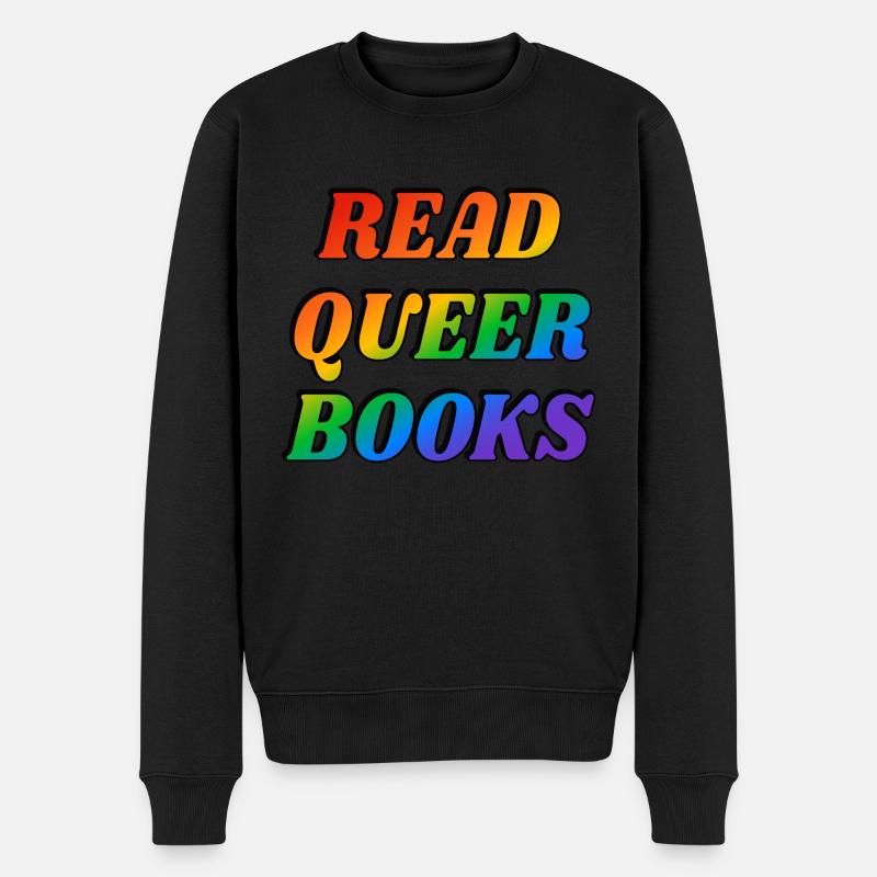 Queere Bücher lesen - Männer Premium Bio Pullover - Schwarz