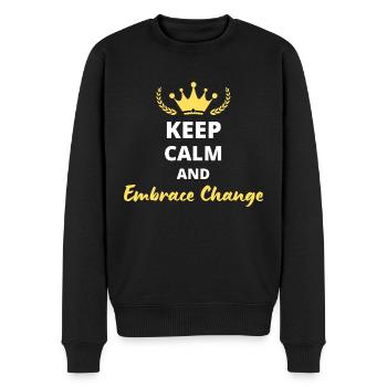 Bewahren Sie Ruhe und begrüßen Sie Veränderungen - Männer Premium Bio Pullover - Schwarz - Vorne - Nico (187cm)