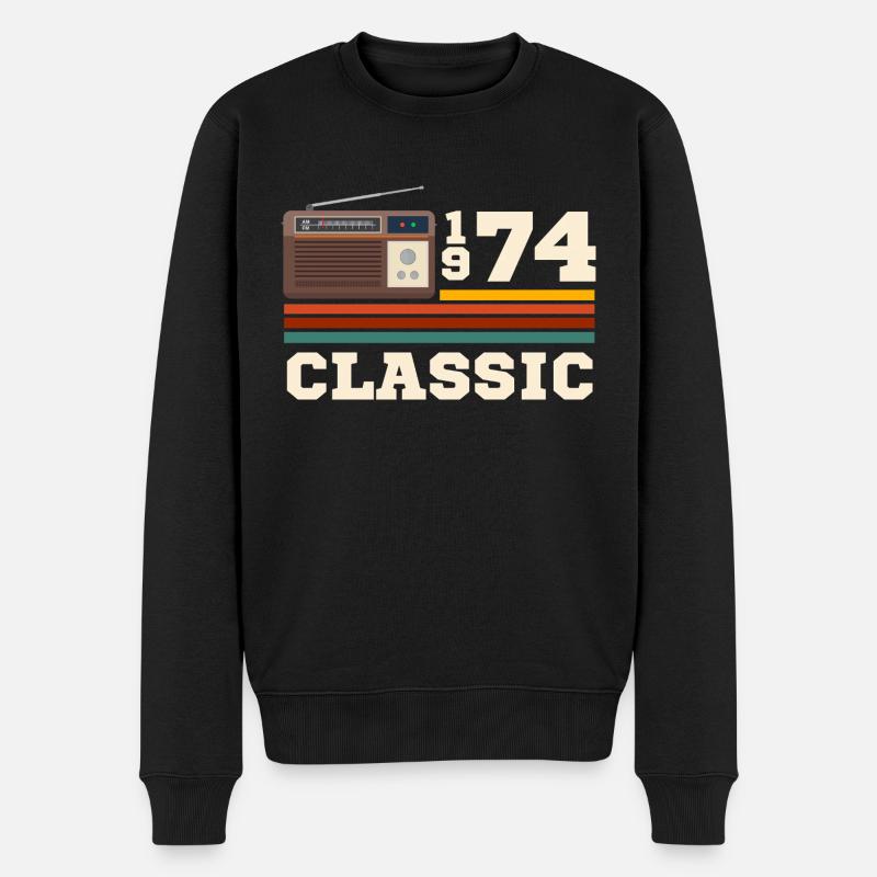 Anniversaire 1974 retro classic - Pull Premium bio Homme - noir
