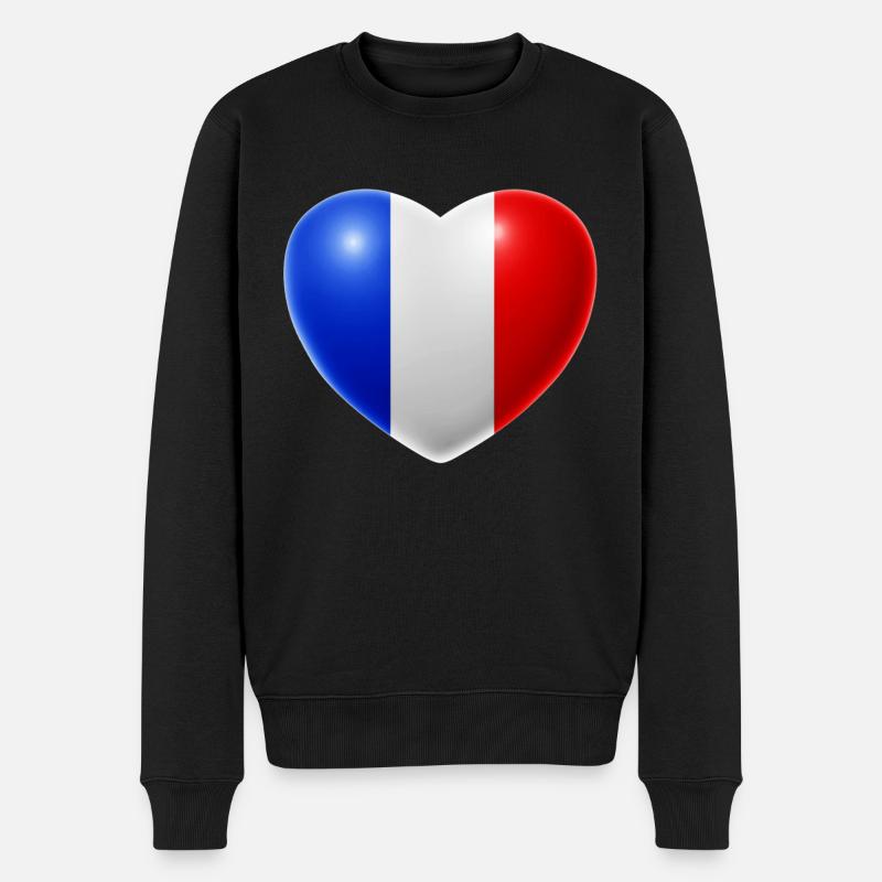 Herz (Frankreich / France) - Männer Premium Bio Pullover - Schwarz