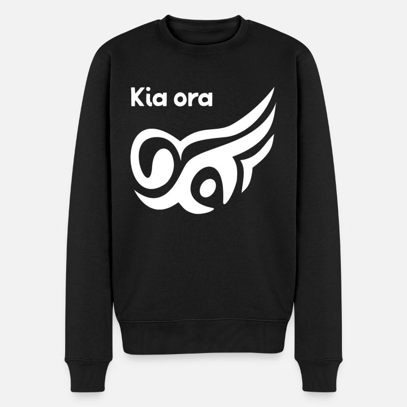 Kia Ora - Männer Premium Bio Pullover - Schwarz