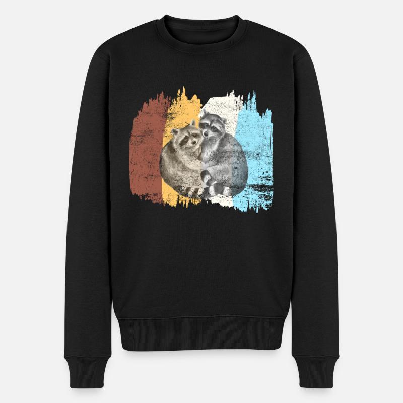 Waschbär - Männer Premium Bio Pullover - Schwarz