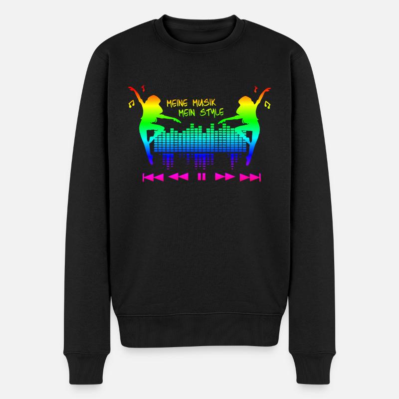 Meine Musik mein Style bunt - Männer Premium Bio Pullover - Schwarz