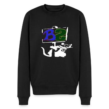 Logo Banksy Style blanc - Pull Premium bio Homme - noir - Devant - Nico (187cm)