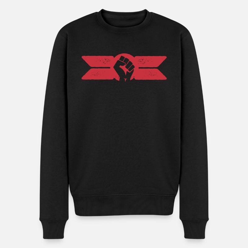 Fight Kämpfen Faust Rot Links politisch antifa - Männer Premium Bio Pullover - Schwarz