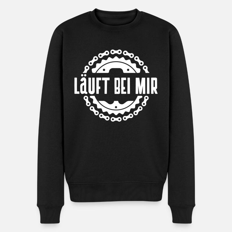 läuft bei mir Radfahren Velo Mountain Bike - Männer Premium Bio Pullover - Schwarz