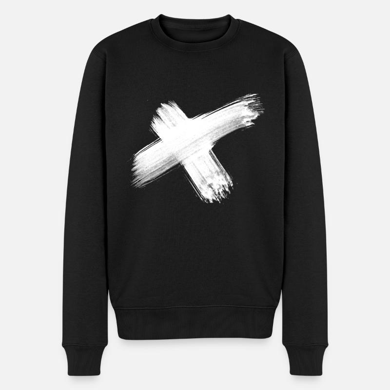 x weiss - Männer Premium Bio Pullover - Schwarz