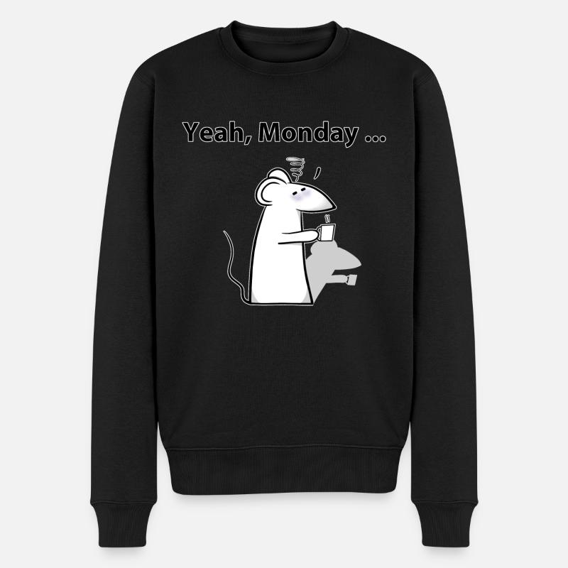 Maus Jeah Monday - Männer Premium Bio Pullover - Schwarz