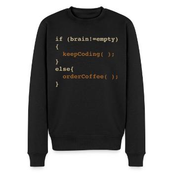 Developer Coffee - Men's Premium Organic Jumper - black - Front - Nico (187cm)