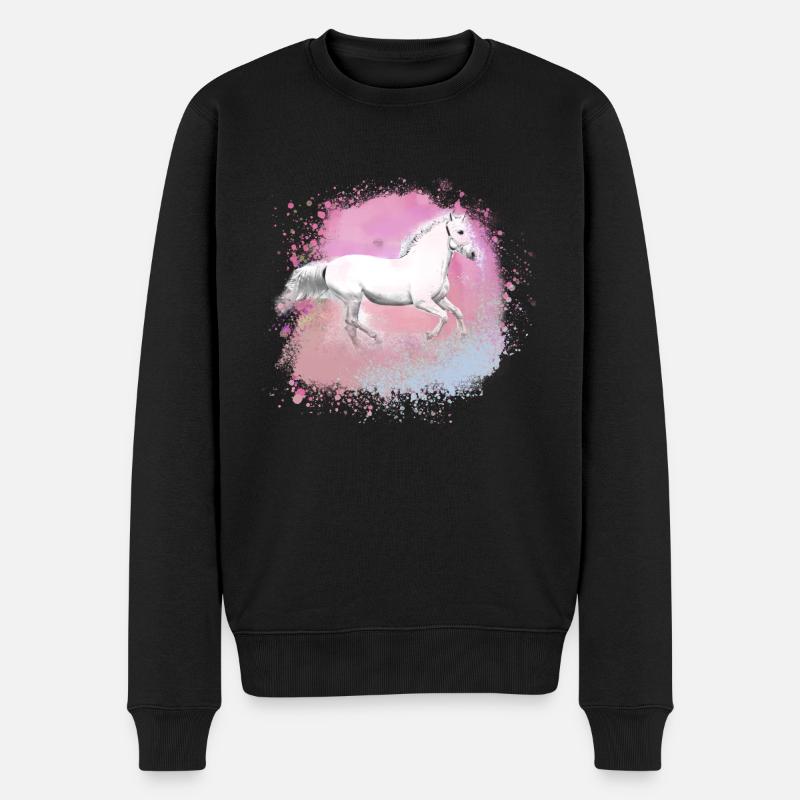 Schimmel, Pferd,weisses Pferd, Graffiti, Malerei - Männer Premium Bio Pullover - Schwarz