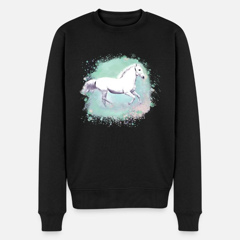 Moisissure,,cheval blanc, cheval, peinture,vert - Pull Premium bio Homme - noir