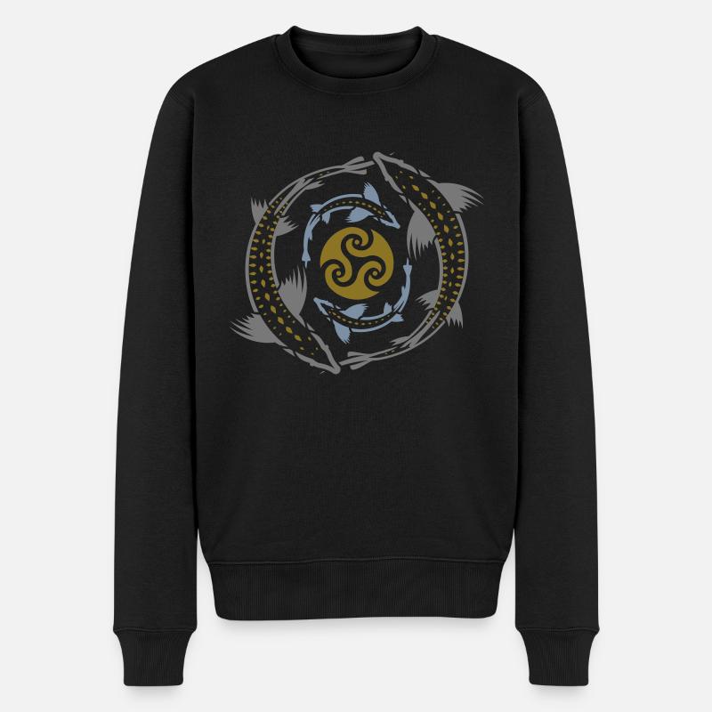 Tribal Fish - Männer Premium Bio Pullover - Schwarz