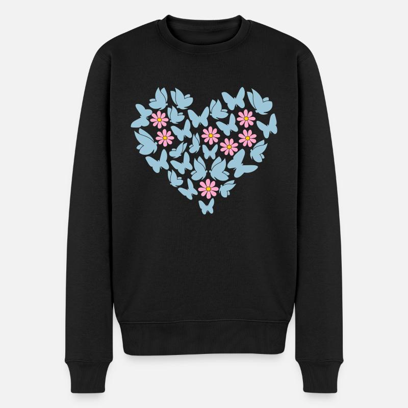 Des papillons dans le cœur - Pull Premium bio Homme - noir