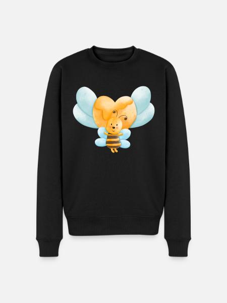 honey heart with cute bee - Men's Premium Organic Jumper - black