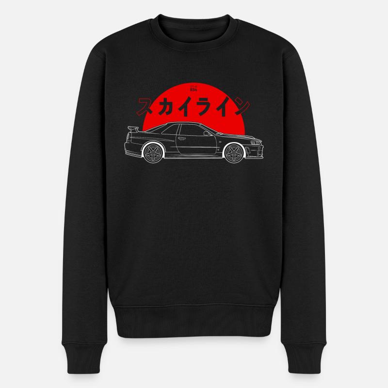 Skyline GT-R R34 Illustration - Männer Premium Bio Pullover - Schwarz