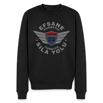 Edirne - Männer Premium Bio Pullover - Schwarz - Vorne - Nico (187cm)