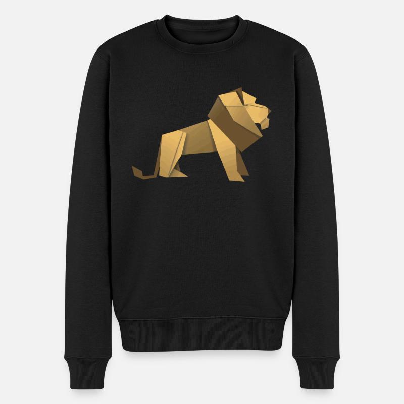 Löwe Origami Geschenkidee - Männer Premium Bio Pullover - Schwarz