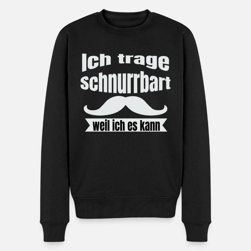 Ich trage Schnurrbart Bart T-Shirt mit Schnäuzer - Männer Premium Bio Pullover - Schwarz