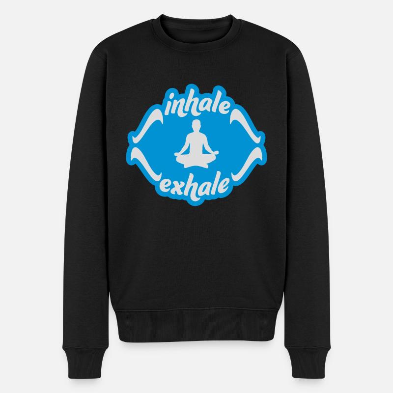 inhale exhale yoga Zitat - Männer Premium Bio Pullover - Schwarz
