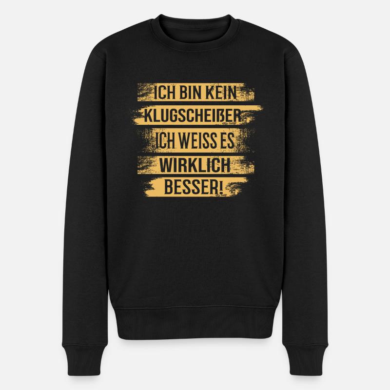 Klugscheisser - Lustiger Spruch Fun Statement - Männer Premium Bio Pullover - Schwarz