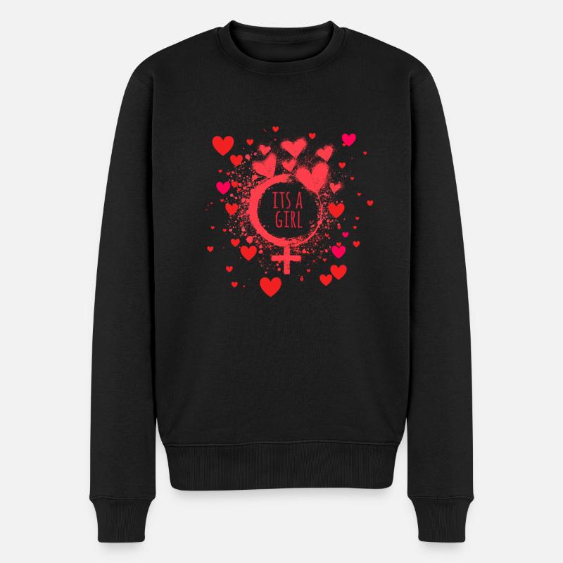 Its a girl, Mädchen, Mutter, Herzen, Herz, kind - Männer Premium Bio Pullover - Schwarz