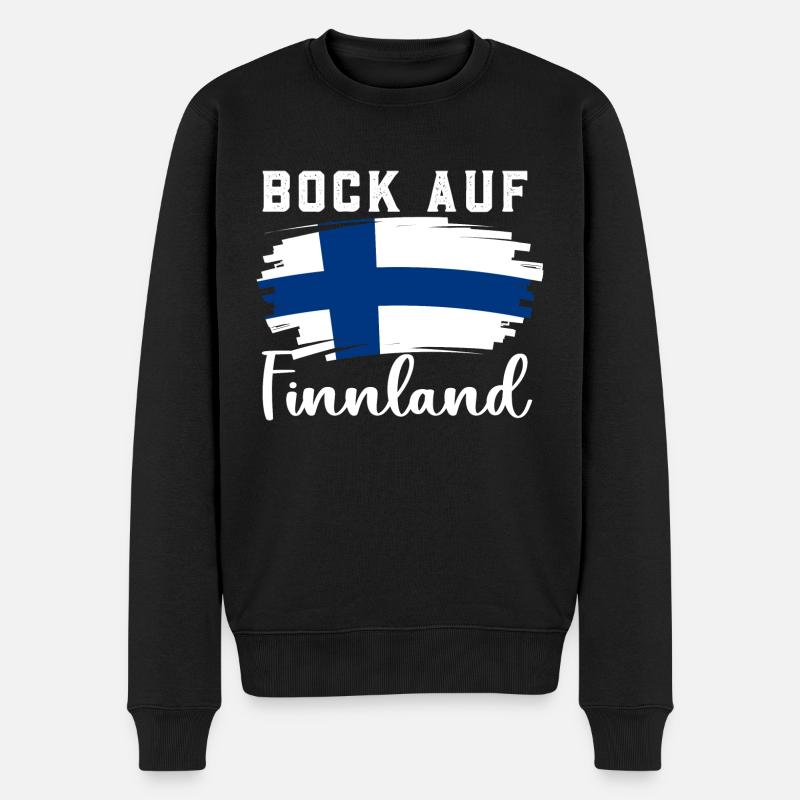 Bock auf Finnland Flagge Urlaub Geschenk - Männer Premium Bio Pullover - Schwarz