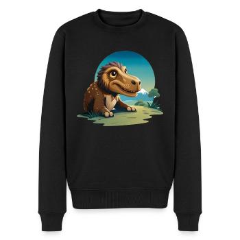 Dinosaur walking in the grass - Men's Premium Organic Jumper - black - Front - Nico (187cm)