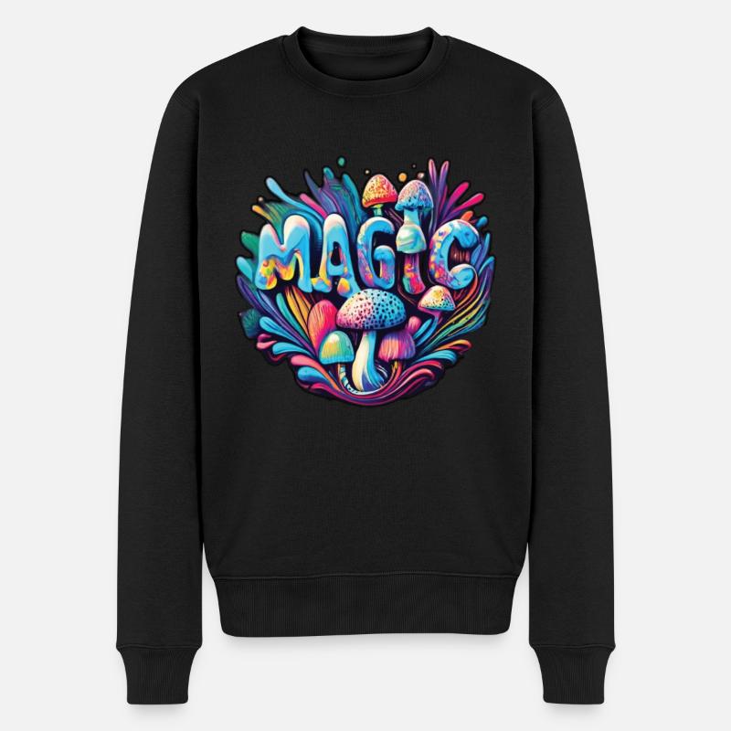 Magic Mushroom Psychedelic Art - Männer Premium Bio Pullover - Schwarz